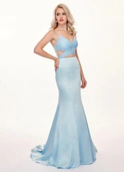 Rachel Allan - 6498 Shirred Midriff Cutout Overskirt Gown Formal Gowns