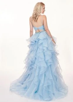 Rachel Allan - 6498 Shirred Midriff Cutout Overskirt Gown Formal Gowns