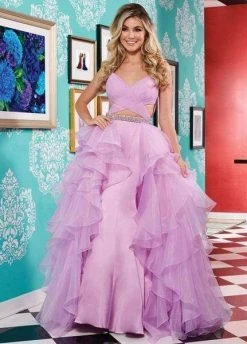 Rachel Allan - 6498 Shirred Midriff Cutout Overskirt Gown Formal Gowns
