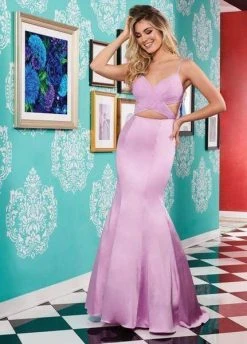 Rachel Allan - 6498 Shirred Midriff Cutout Overskirt Gown Formal Gowns