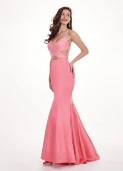 Rachel Allan - 6498 Shirred Midriff Cutout Overskirt Gown Formal Gowns