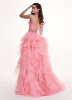 Rachel Allan - 6498 Shirred Midriff Cutout Overskirt Gown Formal Gowns