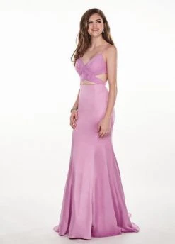 Rachel Allan - 6498 Shirred Midriff Cutout Overskirt Gown Formal Gowns