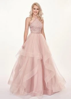 Rachel Allan - 6508 Beaded Halter Ballgown Formal Gowns