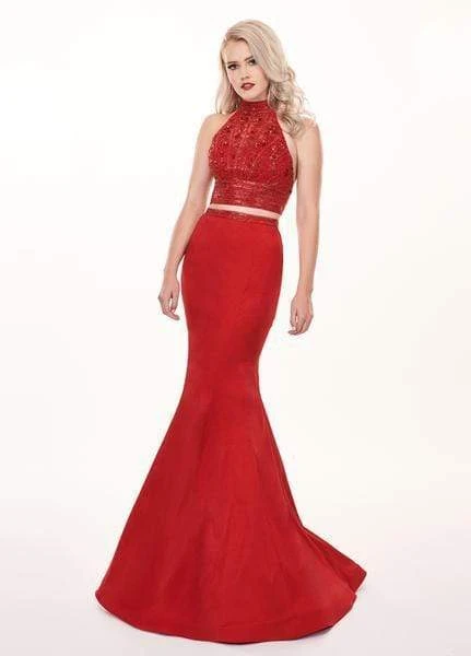 Rachel Allan - 6511 Beaded Halter Taffeta Two-Piece Mermaid Gown Formal Gowns 6 Rachel Allan - 6511 Beaded Halter Taffeta Two-Piece Mermaid Gown Formal Gowns