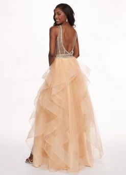 Formal Gowns Rachel Allan - 6512 Beaded Ruffle Tulle Ruffle High-Low Prom Dress