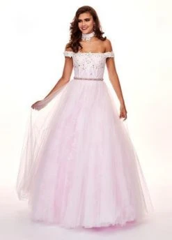 Rachel Allan - 6516 Lace Accent Choker Off Shoulder Ballgown Formal Gowns