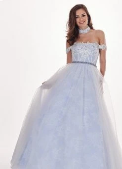 Rachel Allan - 6516 Lace Accent Choker Off Shoulder Ballgown Formal Gowns