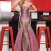 Rachel Allan - 6518 Two-Toned Metallic Off Shoulder Trumpet Gown 2 Rachel Allan - 6518 Two-Toned Metallic Off Shoulder Trumpet Gown