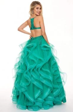 Rachel Allan - 6526 Embroidered Scoop Neck Ruffled Tulle Ballgown