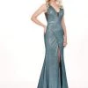Rachel Allan - 6529 Plunging V-Neck Dress With Slit 2 Rachel Allan - 6529 Plunging V-Neck Dress With Slit