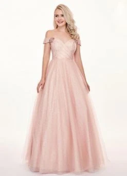 Rachel Allan - 6530 Sequined Off-Shoulder Tulle Ballgown Formal Gowns