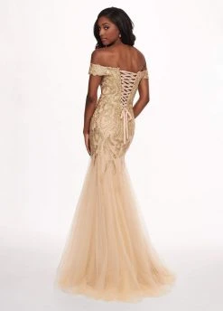 Formal Gowns Rachel Allan - 6545 Lace Appliqued Off Shoulder Tulle Mermaid Gown 15 Formal Gowns Rachel Allan - 6545 Lace Appliqued Off Shoulder Tulle Mermaid Gown
