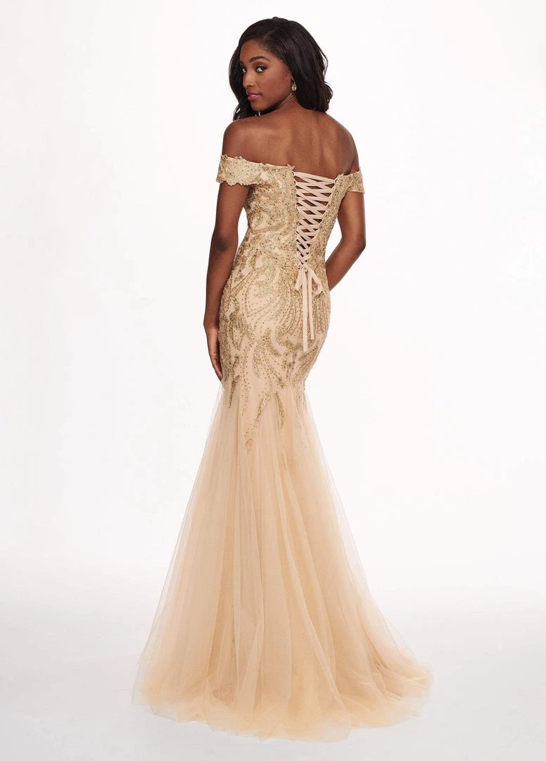 Formal Gowns Rachel Allan - 6545 Lace Appliqued Off Shoulder Tulle Mermaid Gown 7 Formal Gowns Rachel Allan - 6545 Lace Appliqued Off Shoulder Tulle Mermaid Gown