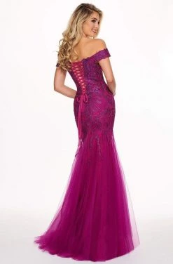 Formal Gowns Rachel Allan - 6545 Lace Appliqued Off Shoulder Tulle Mermaid Gown 12 Formal Gowns Rachel Allan - 6545 Lace Appliqued Off Shoulder Tulle Mermaid Gown