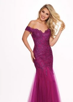 Formal Gowns Rachel Allan - 6545 Lace Appliqued Off Shoulder Tulle Mermaid Gown 13 Formal Gowns Rachel Allan - 6545 Lace Appliqued Off Shoulder Tulle Mermaid Gown