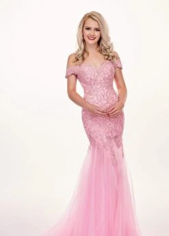 Formal Gowns Rachel Allan - 6545 Lace Appliqued Off Shoulder Tulle Mermaid Gown 19 Formal Gowns Rachel Allan - 6545 Lace Appliqued Off Shoulder Tulle Mermaid Gown