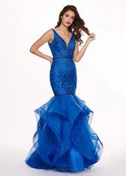 Rachel Allan - 6548 Plunging V-Neck Ruffled Mermaid Dress 11 Rachel Allan - 6548 Plunging V-Neck Ruffled Mermaid Dress