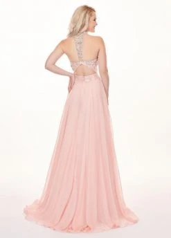 Rachel Allan - 6568 Crystal Embellished Illusion Top Chiffon Gown Formal Gowns 14 Rachel Allan - 6568 Crystal Embellished Illusion Top Chiffon Gown Formal Gowns