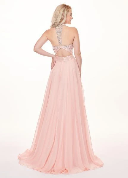 Rachel Allan - 6568 Crystal Embellished Illusion Top Chiffon Gown Formal Gowns 4 Rachel Allan - 6568 Crystal Embellished Illusion Top Chiffon Gown Formal Gowns