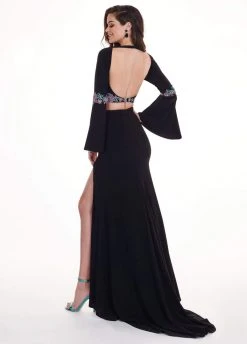 Rachel Allan - 6585 Floral Beaded Two Piece Long Sleeve Jersey Dress