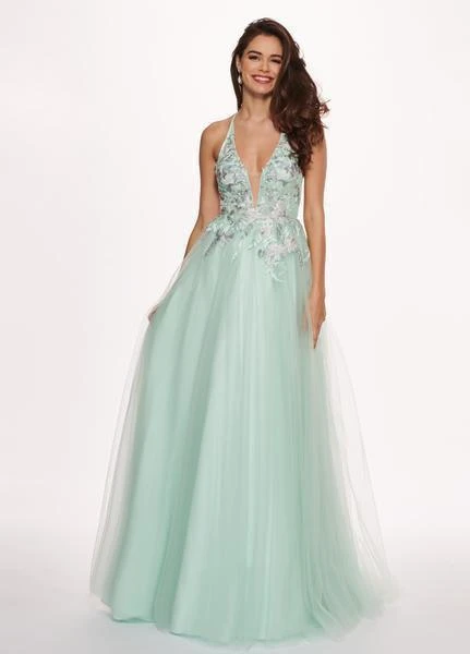 Rachel Allan - 6587 Plunging V-Neck Floral Embroidered Gown Formal Gowns 5 Rachel Allan - 6587 Plunging V-Neck Floral Embroidered Gown Formal Gowns