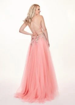 Rachel Allan - 6587 Plunging V-Neck Floral Embroidered Gown Formal Gowns