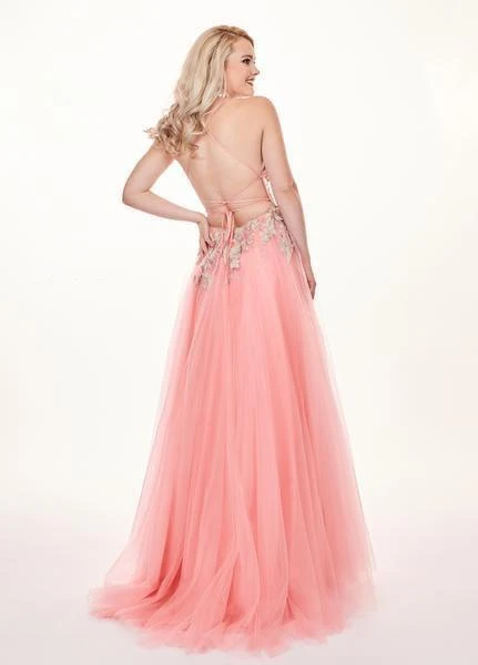 Rachel Allan - 6587 Plunging V-Neck Floral Embroidered Gown Formal Gowns 4 Rachel Allan - 6587 Plunging V-Neck Floral Embroidered Gown Formal Gowns