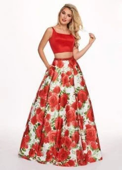Rachel Allan - 6589 Two Piece Square Floral Ballgown Formal Gowns 11 Rachel Allan - 6589 Two Piece Square Floral Ballgown Formal Gowns