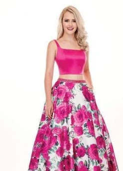 Rachel Allan - 6589 Two Piece Square Floral Ballgown Formal Gowns 10 Rachel Allan - 6589 Two Piece Square Floral Ballgown Formal Gowns