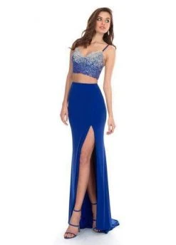 Rachel Allan - 6599 Beaded Sweetheart Dress With Slit