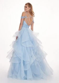 Rachel Allan - 6605 Beaded Cold Shoulders Ruffles Organza Ballgown