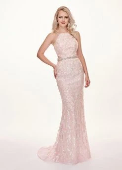 Formal Gowns Rachel Allan - 6620 Sequined Midriff Cutout Sheath Gown