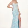 Formal Gowns Rachel Allan - 6640 Floral Appliqued Backless Lace Gown