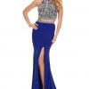 Rachel Allan - 6641 Two-Piece Beaded Halter High Slit Gown