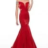 Rachel Allan - 7016 Illusion Deep Off-Shoulder Prom Dress - 1 Pc Deep Red In Size 6 Available 1 Rachel Allan - 7016 Illusion Deep Off-Shoulder Prom Dress - 1 Pc Deep Red In Size 6 Available