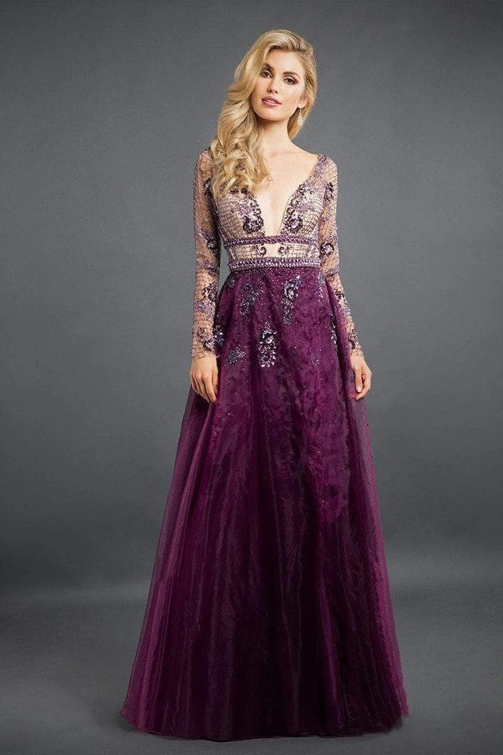 Rachel Allan Couture - 8274 Plunging V Neck Fishnet Gown Formal Gowns 3 Rachel Allan Couture - 8274 Plunging V Neck Fishnet Gown Formal Gowns