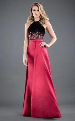 Formal Gowns Rachel Allan Couture - 8279 Floral Beaded Halter Gown