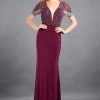 Rachel Allan Couture - 8294 Fringe Short Sleeves Plunging Gown 1 Rachel Allan Couture - 8294 Fringe Short Sleeves Plunging Gown
