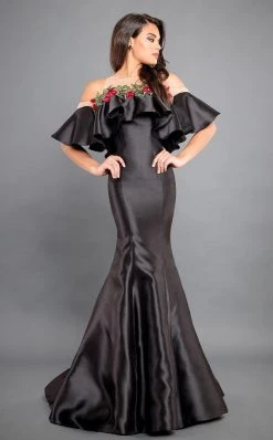 Rachel Allan Couture - 8301 Floral Embroidered Ruffled Mermaid Gown Formal Gowns