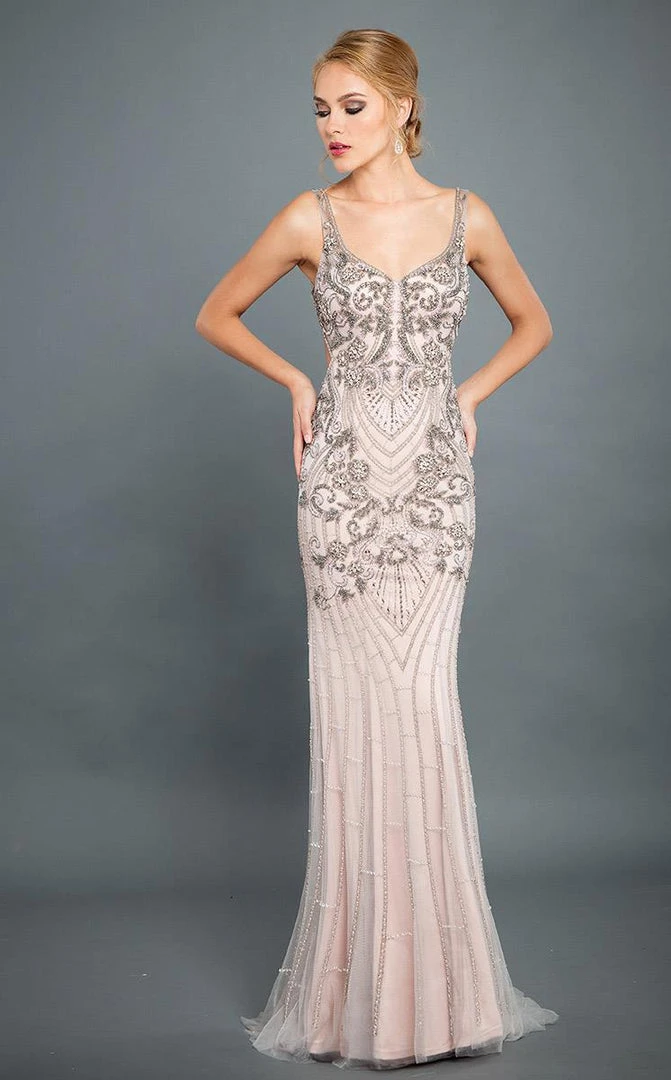 Rachel Allan Couture - 8317 Beaded V Neck Open Back Gown 3 Rachel Allan Couture - 8317 Beaded V Neck Open Back Gown