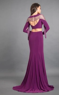 Rachel Allan Couture - 8326 Two Piece Plunging Fitted Tassel Gown Formal Gowns