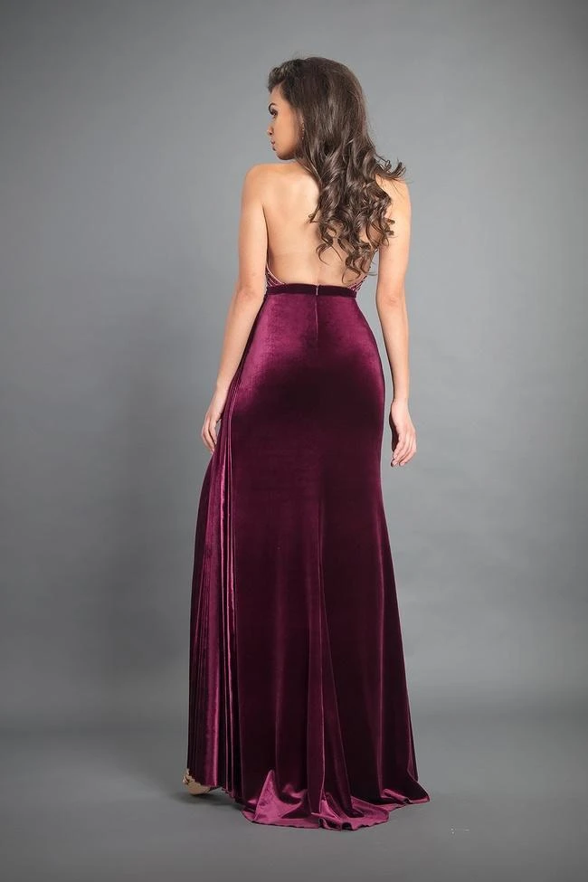 Formal Gowns Rachel Allan Couture - 8345 Beaded Halter Velvet A-line Dress 6 Formal Gowns Rachel Allan Couture - 8345 Beaded Halter Velvet A-line Dress