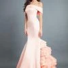 Rachel Allan Couture - 8355 Satin Off-Shoulder Ruffled Mermaid Dress Formal Gowns