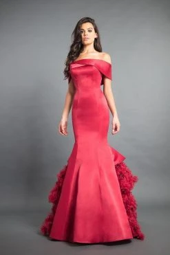 Rachel Allan Couture - 8355 Satin Off-Shoulder Ruffled Mermaid Dress Formal Gowns 8 Rachel Allan Couture - 8355 Satin Off-Shoulder Ruffled Mermaid Dress Formal Gowns