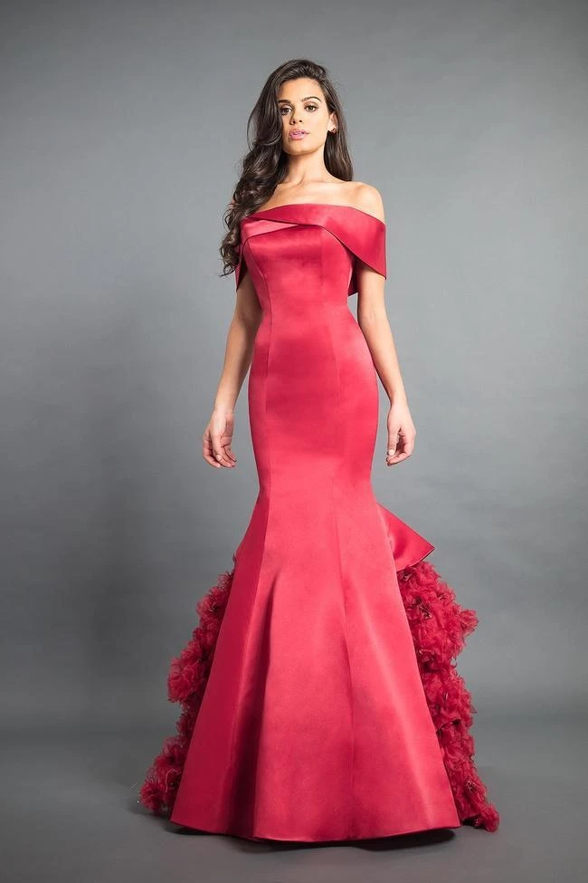 Rachel Allan Couture - 8355 Satin Off-Shoulder Ruffled Mermaid Dress Formal Gowns 5 Rachel Allan Couture - 8355 Satin Off-Shoulder Ruffled Mermaid Dress Formal Gowns