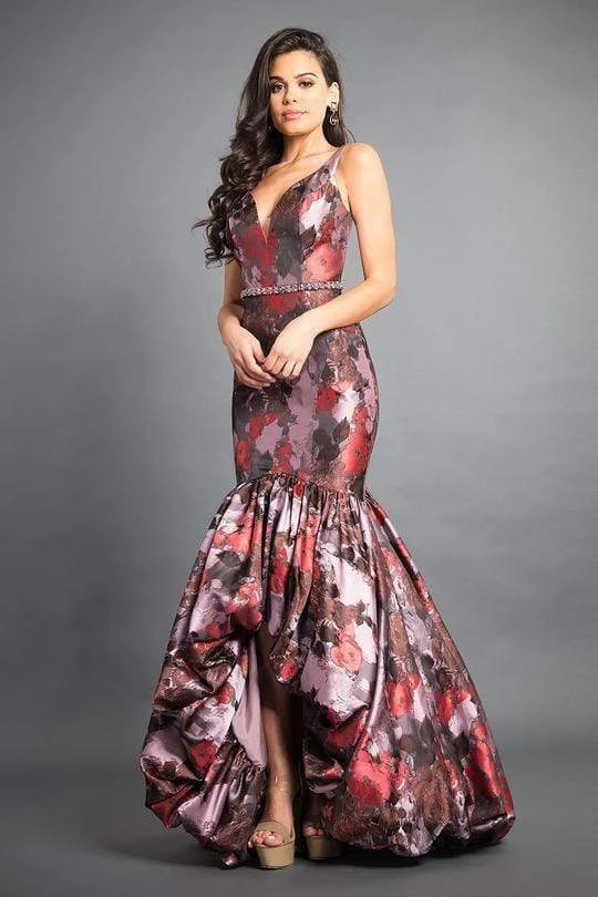 Formal Gowns Rachel Allan Couture - 8357 Plunging V Neck Trumpet High-Low Gown 3 Formal Gowns Rachel Allan Couture - 8357 Plunging V Neck Trumpet High-Low Gown