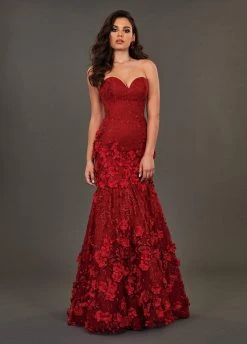 Rachel Allan Couture - 8386 Embroidered Deep Sweetheart Mermaid Gown Formal Gowns