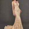 Rachel Allan Couture - 8388 Lace Embroidered Deep V-neck Trumpet Gown Formal Gowns 1 Rachel Allan Couture - 8388 Lace Embroidered Deep V-neck Trumpet Gown Formal Gowns