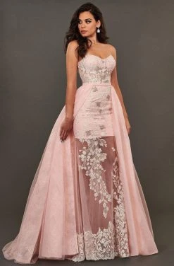 Rachel Allan Couture - 8390 Lace Embroidered Dress With Overskirt Formal Gowns